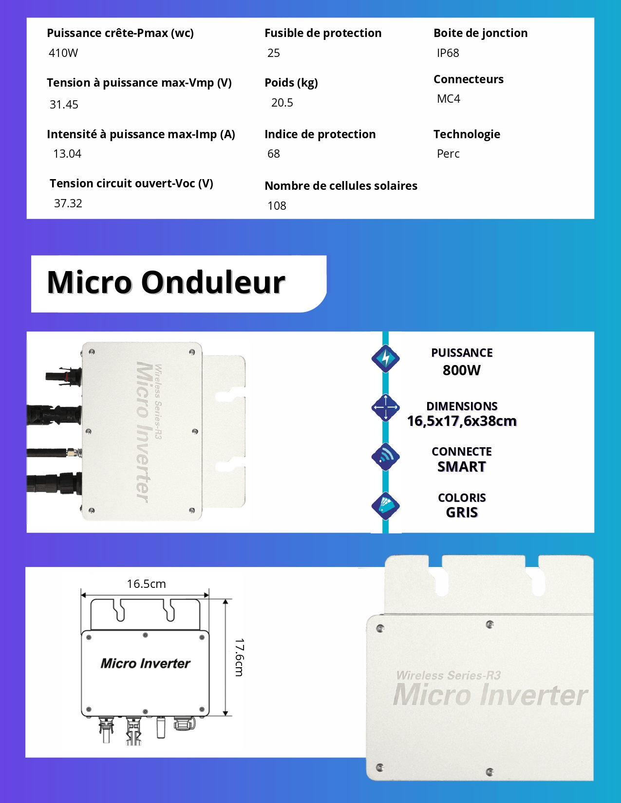 Kit solaire autoconsommation 820W